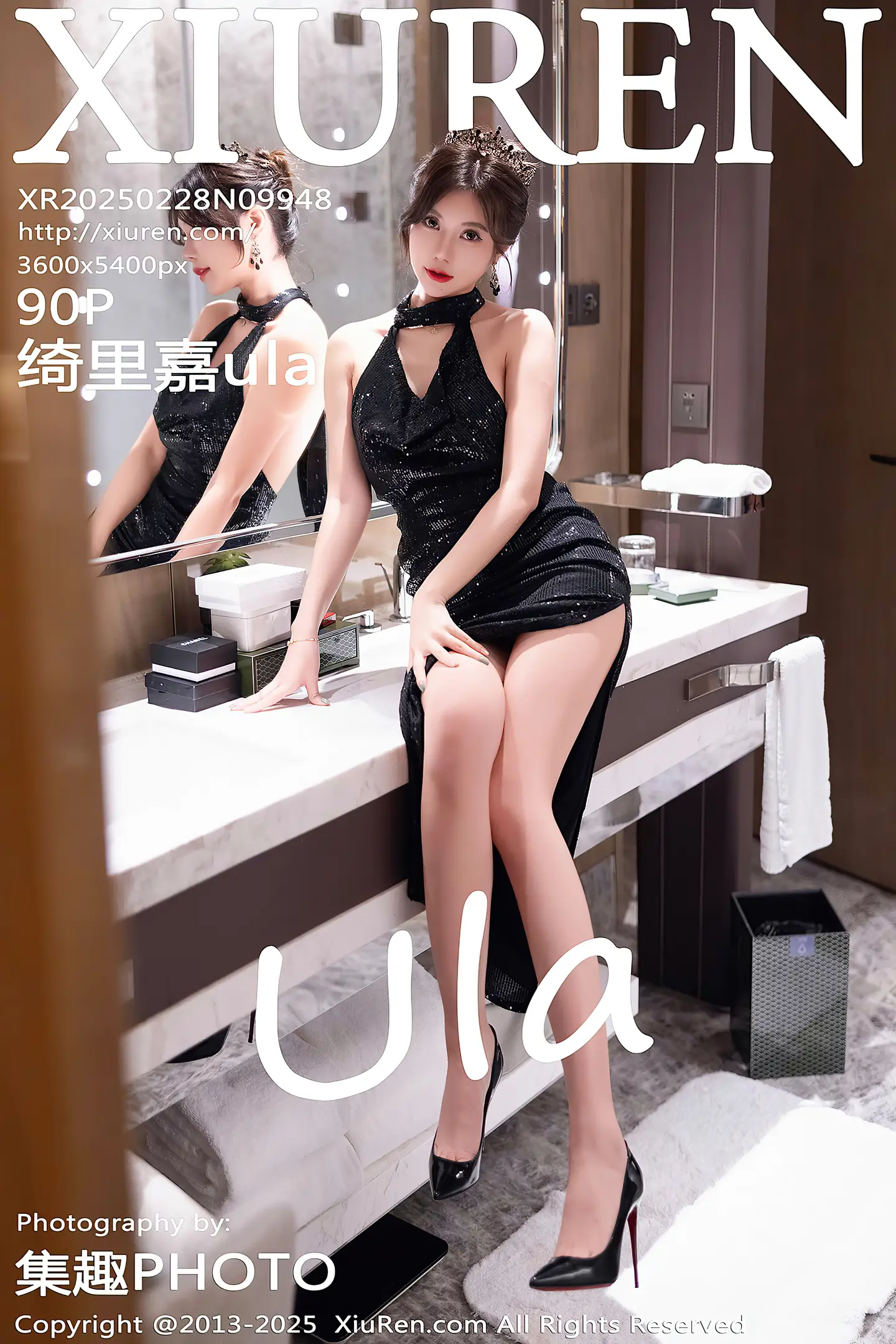 [XiuRen秀人网] VOL.9948 女神绮里嘉ula性感黑色情趣内衣配黑丝吊袜秀曼妙身姿诱惑写真90P-秀人网官方网站